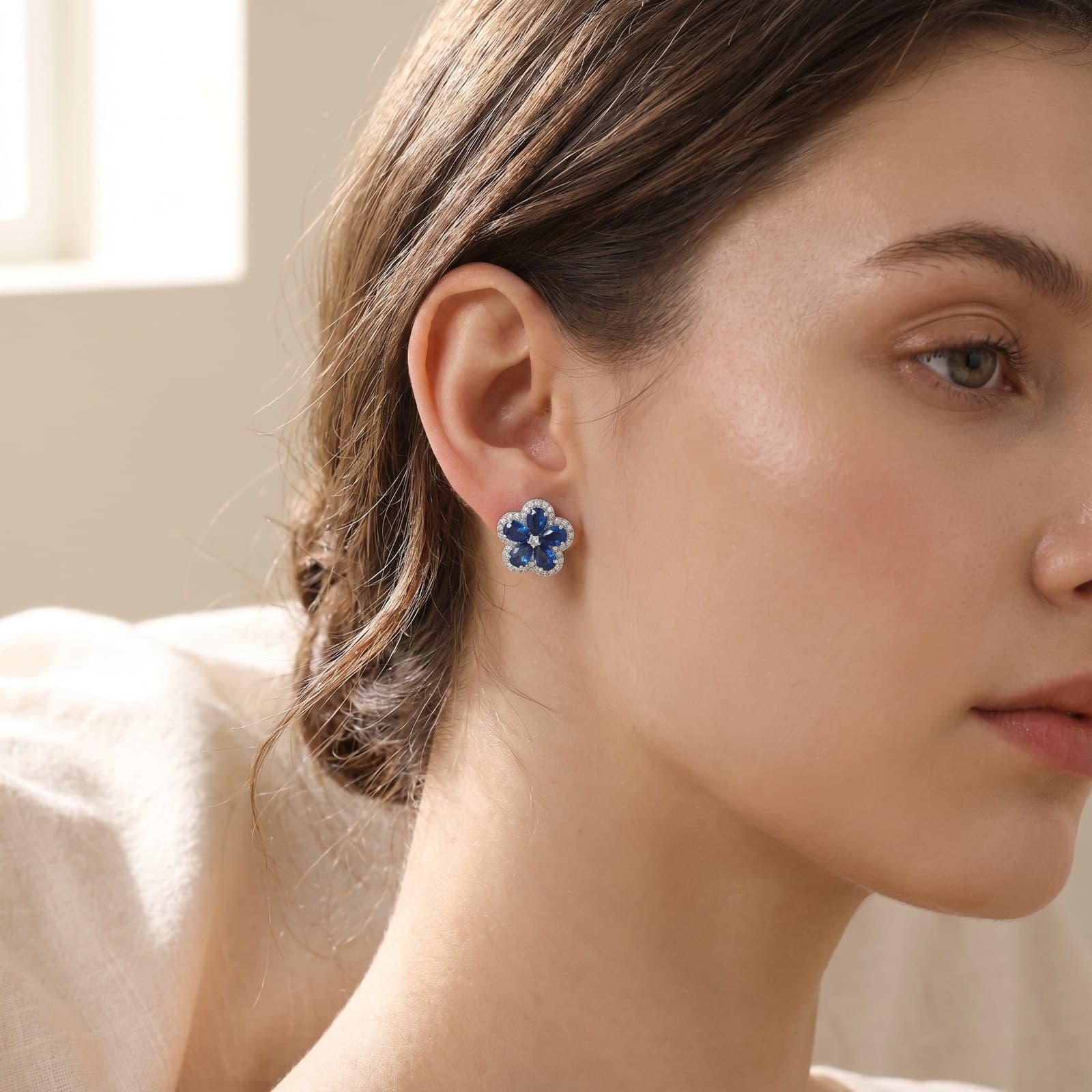 Blue Flower Necklace & Earring Set — view 4