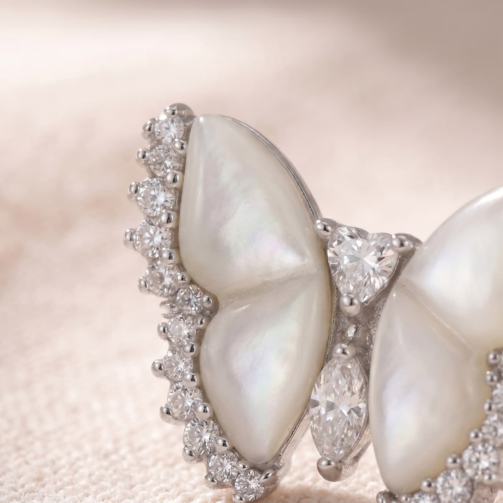 White Butterfly Earrings — view 3