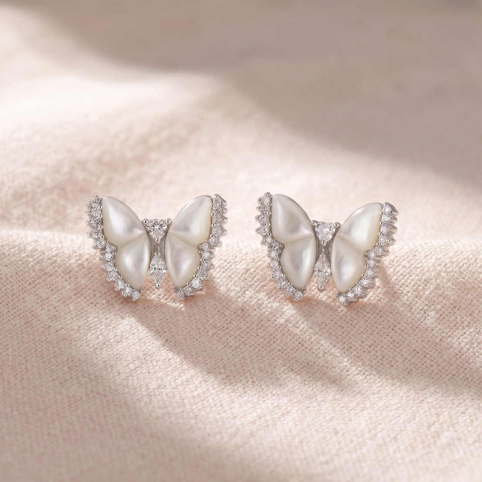 White Butterfly Earrings — view 4
