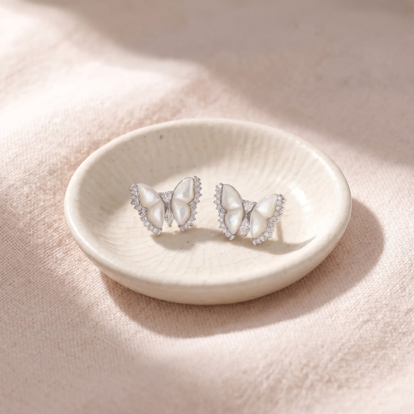 White Butterfly Earrings — view 5