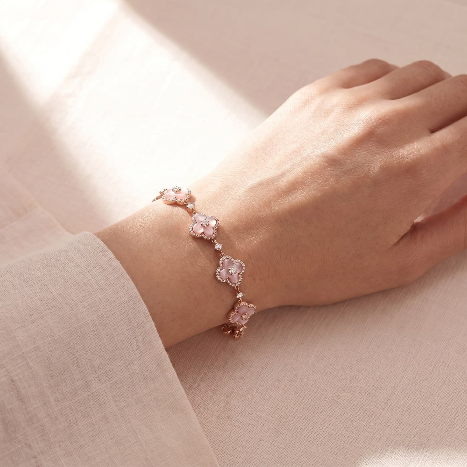 Pink Clover Bracelet — view 2